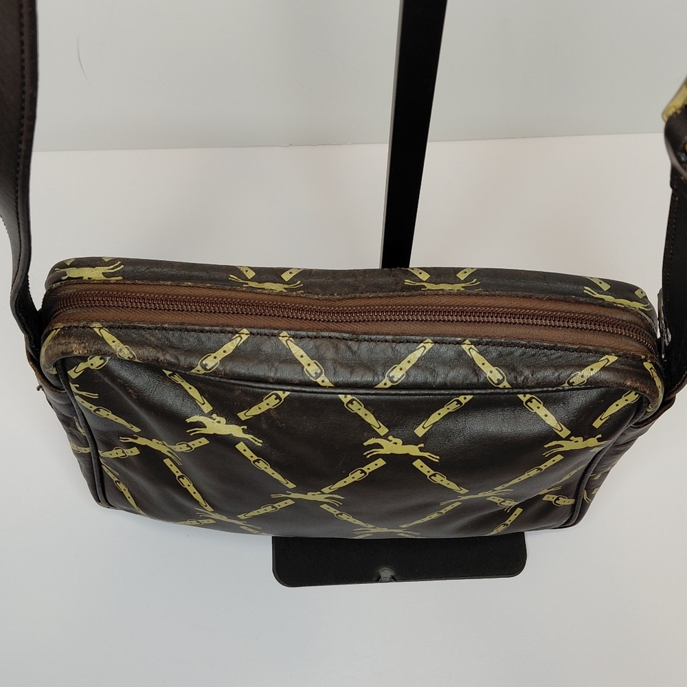 Longchamp Brown Horse Print Leather Crossbody Vintage - Picture 8 of 11